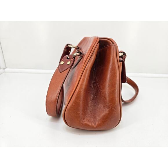 Alfani Brown Leather Satchel with Turn-Lock Closure - Picture 4 of 11